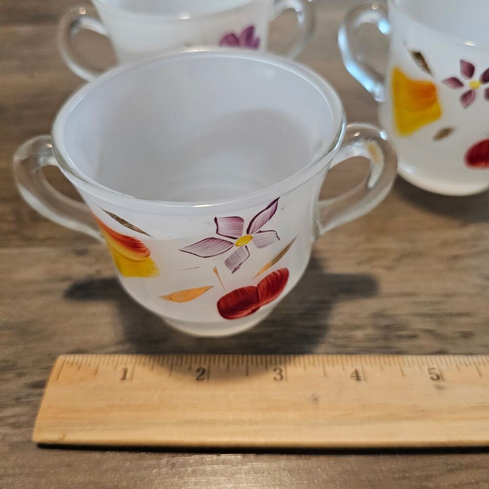 Vintage Bartlett Collins Hand Painted Gay Fad Glass Fruit Creamer Set of 3 MCM - Picture 13 of 14